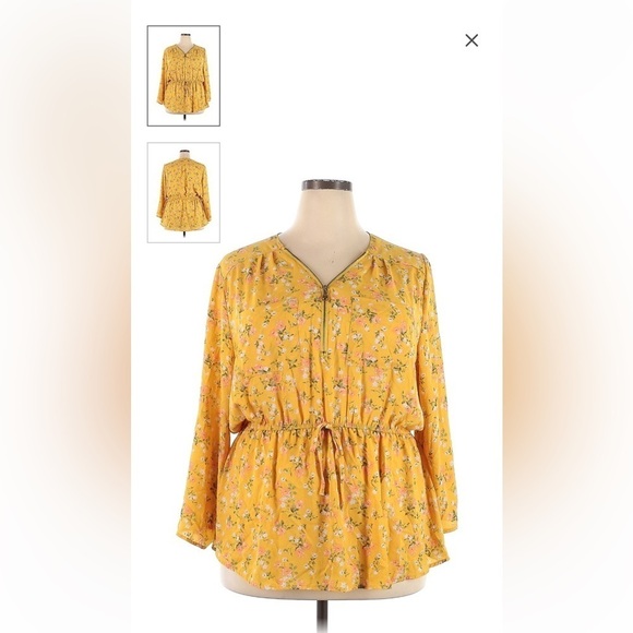 Orange Kiss Long Sleeve Floral Blouse size 2X - Picture 1 of 8